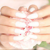 Maxbell 24Pcs/Set Women Matte Fake Nails Full Cover False Nail Art Tips with Glue White