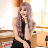 Maxbell 26'' Girl's Wavy Curly Full Head Pink Wig for Cosplay Costume Fashion Show