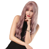 Maxbell 26'' Girl's Wavy Curly Full Head Pink Wig for Cosplay Costume Fashion Show