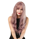 Maxbell 26'' Girl's Wavy Curly Full Head Pink Wig for Cosplay Costume Fashion Show