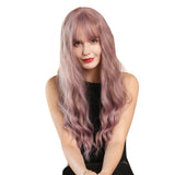 Maxbell 26'' Girl's Wavy Curly Full Head Pink Wig for Cosplay Costume Fashion Show