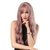 Maxbell 26'' Girl's Wavy Curly Full Head Pink Wig for Cosplay Costume Fashion Show