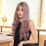 Maxbell 26'' Girl's Wavy Curly Full Head Pink Wig for Cosplay Costume Fashion Show