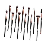 Maxbell Maxbell 12Pcs Eye Makeup Brush Set for Eyeshadow Eyebrow Eyeliner Black Rose Golden
