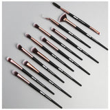 Maxbell Maxbell 12Pcs Eye Makeup Brush Set for Eyeshadow Eyebrow Eyeliner Black Rose Golden
