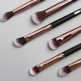 Maxbell Maxbell 12Pcs Eye Makeup Brush Set for Eyeshadow Eyebrow Eyeliner Black Rose Golden