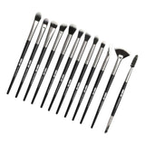 Maxbell Maxbell 12Pcs Eye Makeup Brush Set for Eyeshadow Eyebrow Eyeliner Black Silver