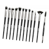 Maxbell Maxbell 12Pcs Eye Makeup Brush Set for Eyeshadow Eyebrow Eyeliner Black Silver