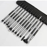 Maxbell Maxbell 12Pcs Eye Makeup Brush Set for Eyeshadow Eyebrow Eyeliner Black Silver