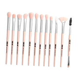 Maxbell Maxbell 12Pcs Eye Makeup Brush Set for Eyeshadow Eyebrow Eyeliner Silver Pink