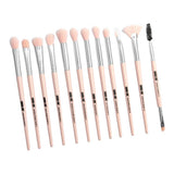 Maxbell Maxbell 12Pcs Eye Makeup Brush Set for Eyeshadow Eyebrow Eyeliner Silver Pink