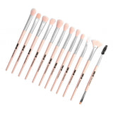Maxbell Maxbell 12Pcs Eye Makeup Brush Set for Eyeshadow Eyebrow Eyeliner Silver Pink