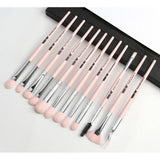 Maxbell Maxbell 12Pcs Eye Makeup Brush Set for Eyeshadow Eyebrow Eyeliner Silver Pink