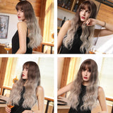 Maxbell 24 inch Women Lady Synthetic Wig Long Waving Curly Hair Wig with Bangs