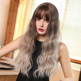 Maxbell 24 inch Women Lady Synthetic Wig Long Waving Curly Hair Wig with Bangs