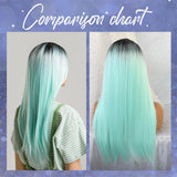 Maxbell 25 Inch Straight Center Parting Wigs Ombre Mint Green Halloween Party Wig