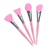 Maxbell 4pcs/Set Professional Silicone Mask Brush Makeup Face Mask Mud Brush Pink
