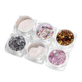 Maxbell Maxbell 6 Boxes Holographic Mermaid Nail Art Glitter Powder Sequins Flakes Paillette 02