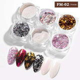 Maxbell Maxbell 6 Boxes Holographic Mermaid Nail Art Glitter Powder Sequins Flakes Paillette 02