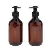 Maxbell 2pcs Empty Shampoo Conditioner Pump Bottles Lotion Cream Container Brown 300ml