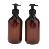 Maxbell 2pcs Empty Shampoo Conditioner Pump Bottles Lotion Cream Container Brown 300ml