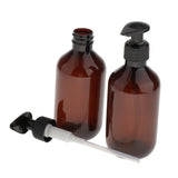 Maxbell 2pcs Empty Shampoo Conditioner Pump Bottles Lotion Cream Container Brown 300ml