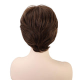 Maxbell 8'' Human Hair Women Short Straight Wigs Layered Pixie Cut Cosplay Daily Wig