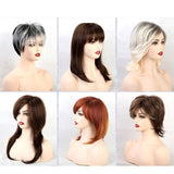 Maxbell 8'' Human Hair Women Short Straight Wigs Layered Pixie Cut Cosplay Daily Wig