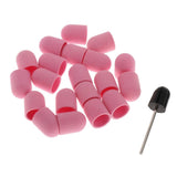 Maxbell Maxbell 20pcs Manicure DIY Nail Sanding Caps/Sleeves/Bands Filing Mandrel Bit Pink