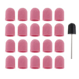 Maxbell Maxbell 20pcs Manicure DIY Nail Sanding Caps/Sleeves/Bands Filing Mandrel Bit Pink