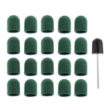 Maxbell Maxbell 20pcs Manicure DIY Nail Sanding Caps/Sleeves/Bands Filing Mandrel Bit Green