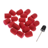 Maxbell Maxbell 20pcs Manicure DIY Nail Sanding Caps/Sleeves/Bands Filing Mandrel Bit Red