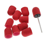 Maxbell Maxbell 20pcs Manicure DIY Nail Sanding Caps/Sleeves/Bands Filing Mandrel Bit Red
