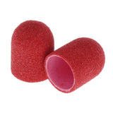 Maxbell Maxbell 20pcs Manicure DIY Nail Sanding Caps/Sleeves/Bands Filing Mandrel Bit Red