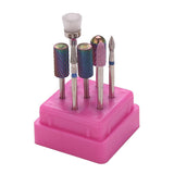 Maxbell Maxbell 7x Nail Art Drill Bits Brush Set Manicure Polishing Head w/ Storage Case 05