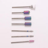 Maxbell Maxbell 7x Nail Art Drill Bits Brush Set Manicure Polishing Head w/ Storage Case 05