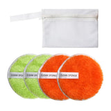 Maxbell Maxbell 4 Pcs Soft Gentle Make-Up Remover Puff Facial Cleansing Cloth Green Orange