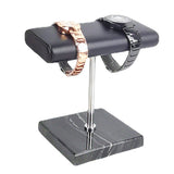Maxbell Luxury Marble Base Fashion Watch Display Stand Jewelry Case for Vanity Top silver rod