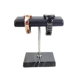 Maxbell Luxury Marble Base Fashion Watch Display Stand Jewelry Case for Vanity Top silver rod