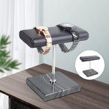 Maxbell Luxury Marble Base Fashion Watch Display Stand Jewelry Case for Vanity Top silver rod