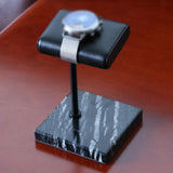 Maxbell Luxury Marble Base Fashion Watch Display Stand Jewelry Case for Vanity Top silver rod