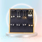 Maxbell Earring Display Stand Holder Jewelry Organizer Wooden for Ornament Home Use Black