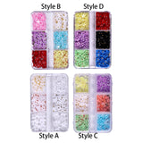 Maxbell Mixed 3D Flower Nail Charms 6 Grids Nail Decoration Supplies for Nail Crafts Style A