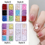 Maxbell Mixed 3D Flower Nail Charms 6 Grids Nail Decoration Supplies for Nail Crafts Style A