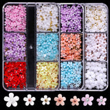 Maxbell Mixed 3D Flower Nail Charms 6 Grids Nail Decoration Supplies for Nail Crafts Style A