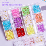 Maxbell Mixed 3D Flower Nail Charms 6 Grids Nail Decoration Supplies for Nail Crafts Style A