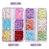 Maxbell Mixed 3D Flower Nail Charms 6 Grids Nail Decoration Supplies for Nail Crafts Style A