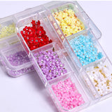 Maxbell Mixed 3D Flower Nail Charms 6 Grids Nail Decoration Supplies for Nail Crafts Style A