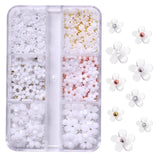 Maxbell Mixed 3D Flower Nail Charms 6 Grids Nail Decoration Supplies for Nail Crafts Style A