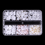 Maxbell Mixed 3D Flower Nail Charms 6 Grids Nail Decoration Supplies for Nail Crafts Style A